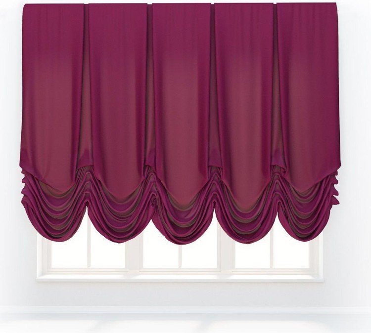Австрийская штора «Кортин», ткань вельвет фиолетовый